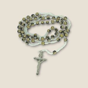 Granite Style Seed Bead Rose Acrylic Prayer Beads Crucifix Catholic - ROSARY